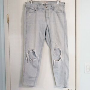 Hollister Light Wash High Rise Destroyed Mom Jeans
